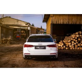 Диффузор заднего бампера с имитацией насадок на Audi A6 C8 S-Line